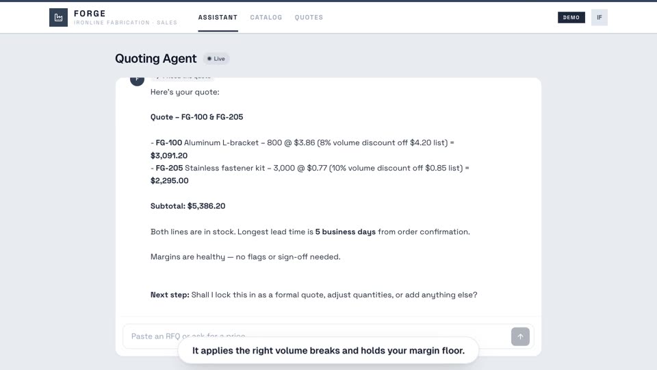 Quoting Agent demo